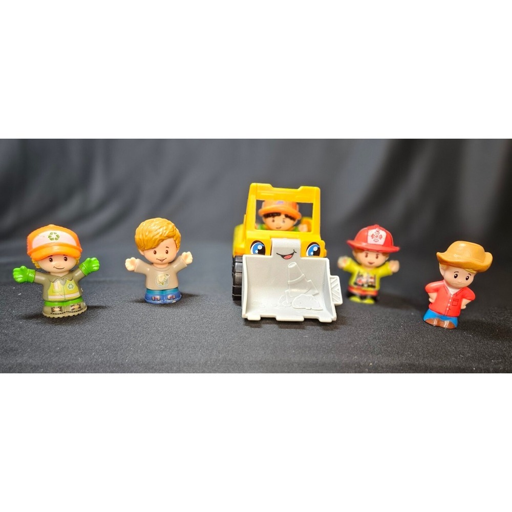 Fisher Price Little People Lot  -  5 Figures and  1 Vehicles - Bulldozer Kidcore